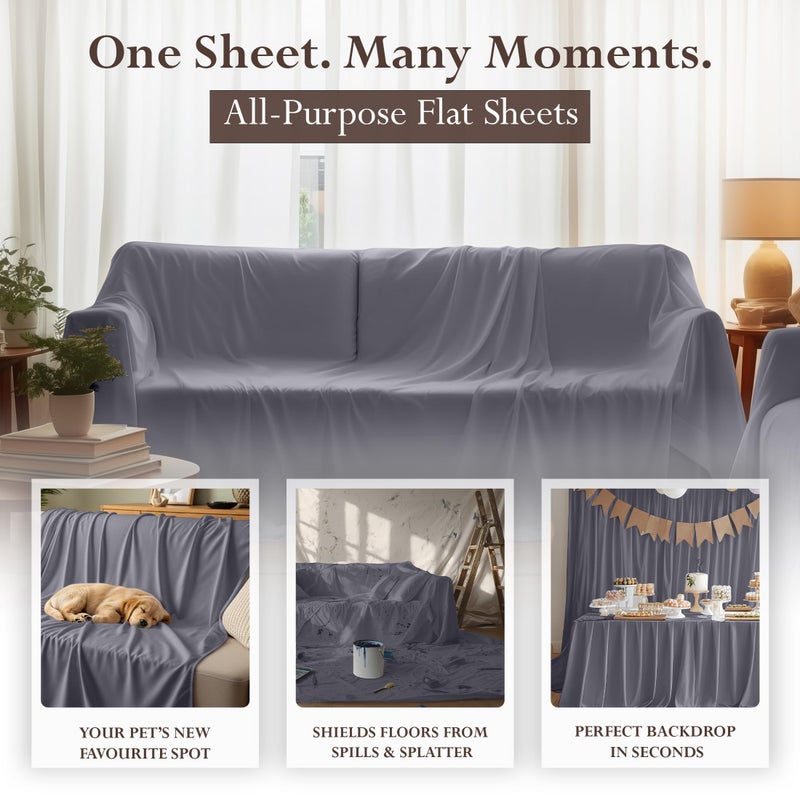 Utopia Bedding Flat Sheets - Pack of 6 - Soft Brushed Microfiber Fabric - Shrinkage & Fade Resistant Top Sheet - Easy Care (King, Grey) - Image 5